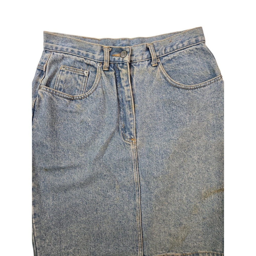 Vintage Emporio Gitano Denim Skirt High Waisted Acid Wash Blue Mini Size... - Picture 4 of 6